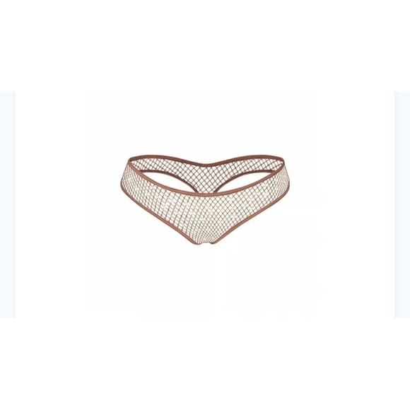 Swarovski x Skims Stretch Net Dipped Thong with Swarovski Crystals in gold large - Picture 1 of 5